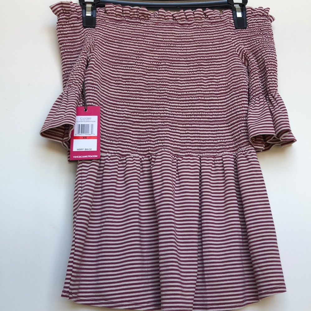 Vince Camuto Off Shoulder Striped Top - Picture 2 of 3